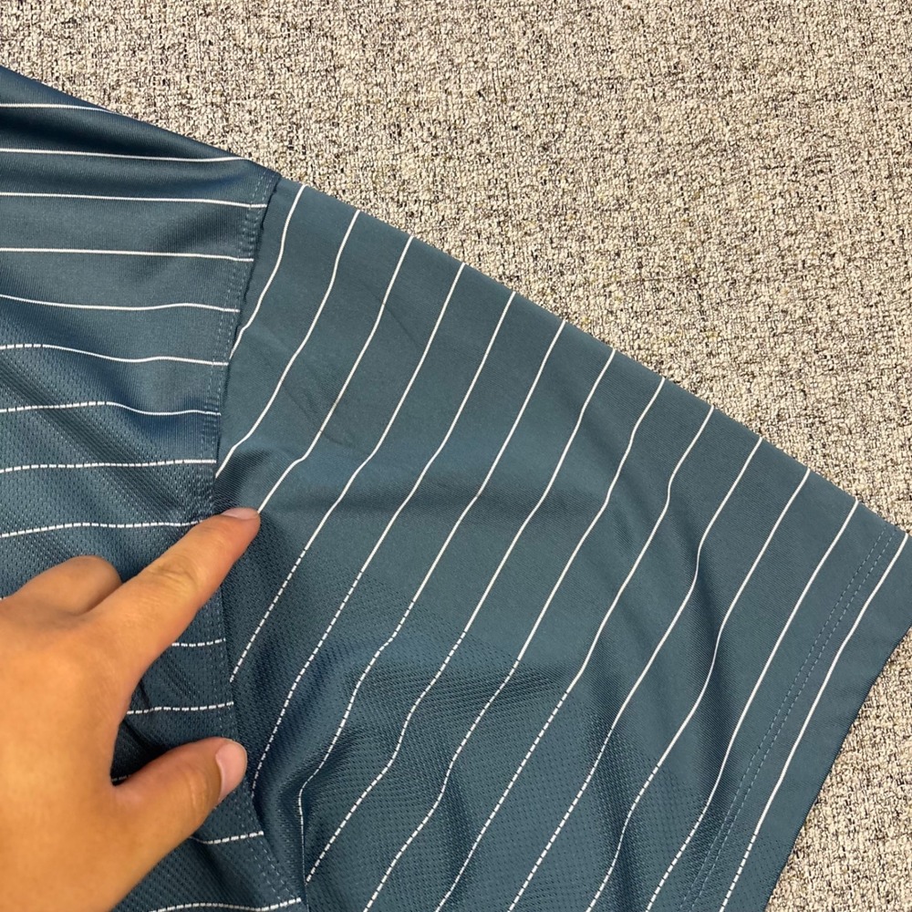 Nike Polo Shirt Mens XL Blue Green  Golf Victory Pinstripe Short Sleeve - Picture 6 of 9
